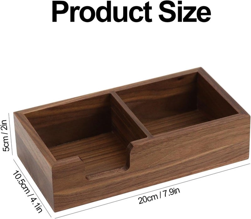 MultiBey Walnut Sticky Note Holder for Desk - 2-in-1 Organizer with Paper Clip Tray & 3x3 Post It Dispenser, Wood Self Stick Memo Pad Holder Dispenser Supplies Organizer for Office Home Schools - Image 5